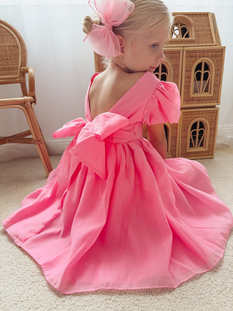 Delia Girls Pale Blue Dress – Elegant Puff Sleeve Flower Girl & Birthday  Dress – A Little Lacey