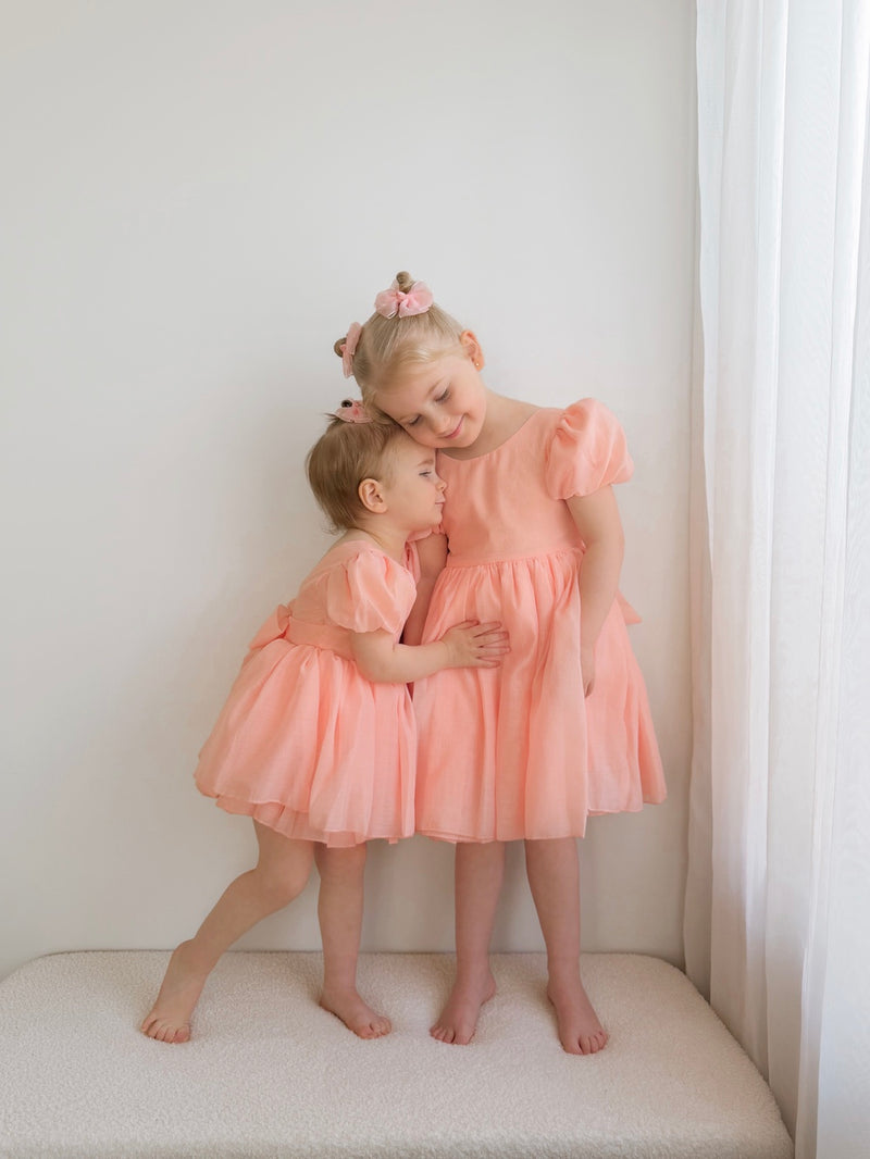 Delia Girls Peach Dress - A Little Lacey
