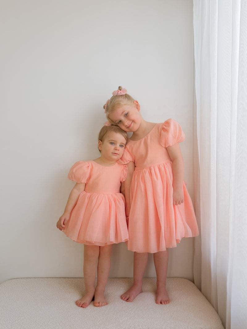 Delia Girls Peach Dress - A Little Lacey