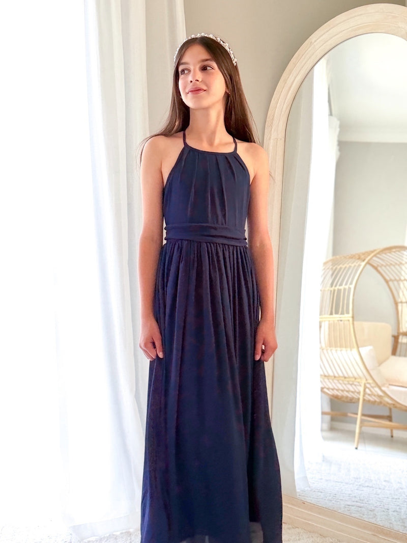 Delphine Girls Navy Blue Dress - A Little Lacey