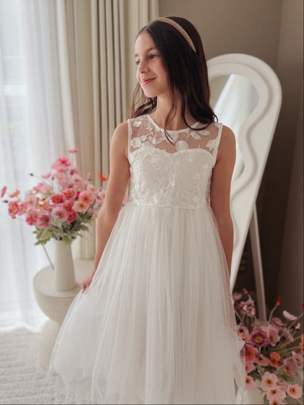 Duchess White Girls Dress for First Holy Communion