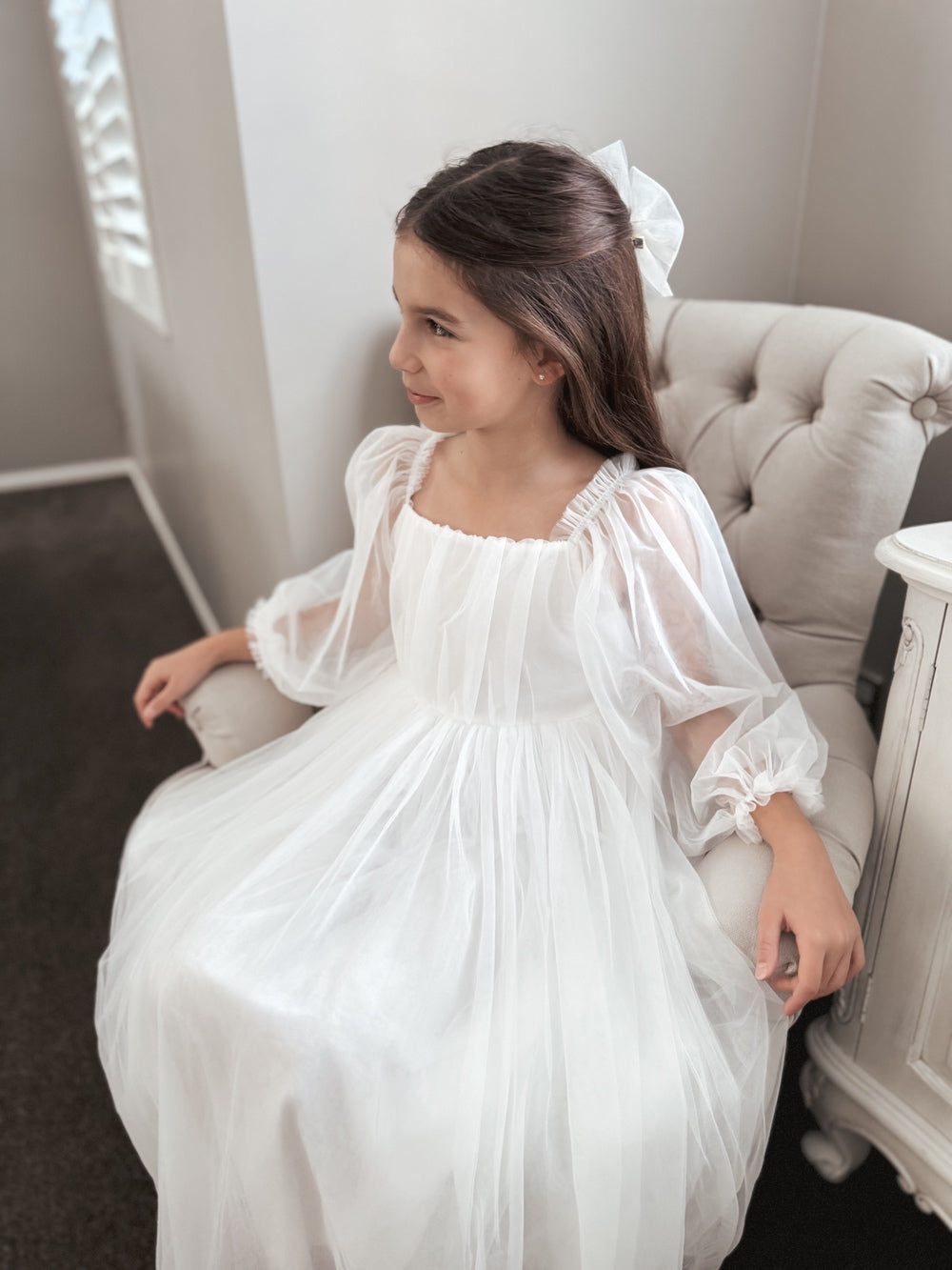 Ellie Long Sleeve Girls White Dress - Communion Dresses