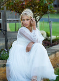 Ellie Long Sleeve Girls White Dress - A Little Lacey · Photo 5 of 8