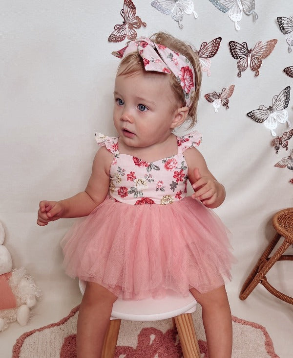 Eloise Petal Baby Romper - Baby Girl Cake Smash DressesBaby girl romper - dusty pink