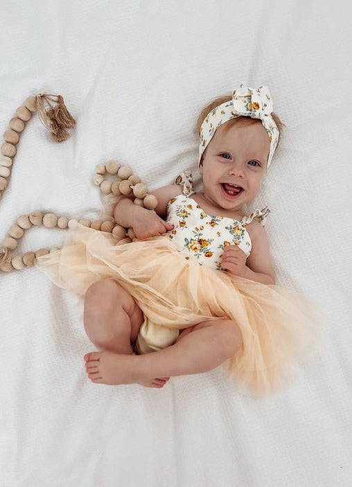 Eloise Yellow Floral Baby Tutu Dress - Baby Rompers