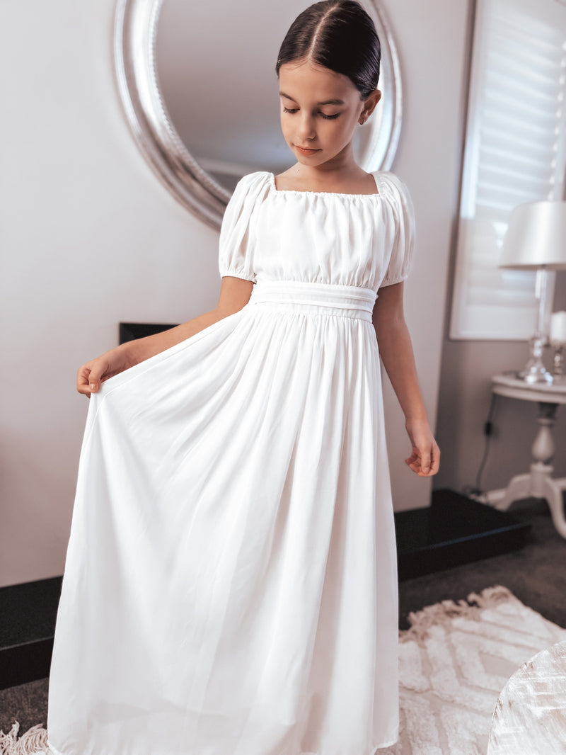 Emilia Girls White Dress - A Little Lacey