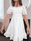Emilia Girls White Dress - Knee Length - A Little Lacey · Photo 4 of 11