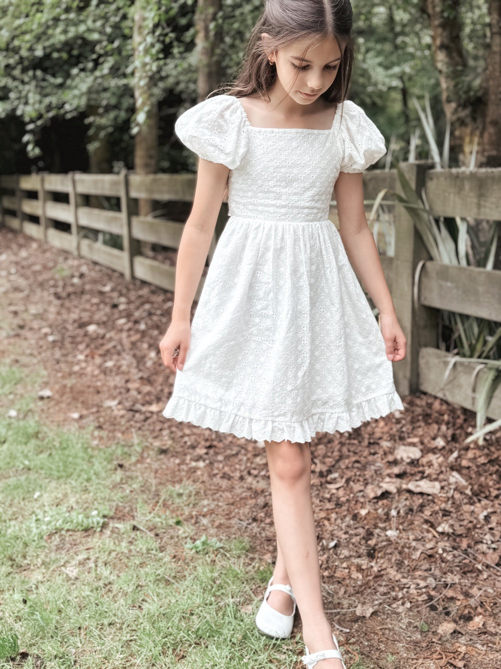 Emma Girls White Broderie Dress