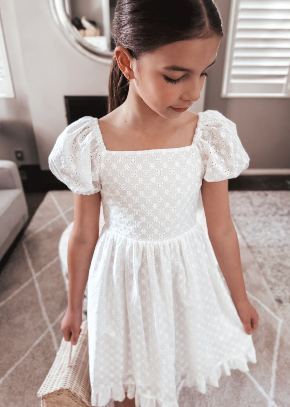 Emma Girls White Broderie Dress