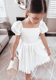 Emma Girls White Broderie Dress - A Little Lacey