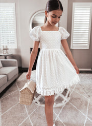 Emma Girls White Broderie Dress - A Little Lacey