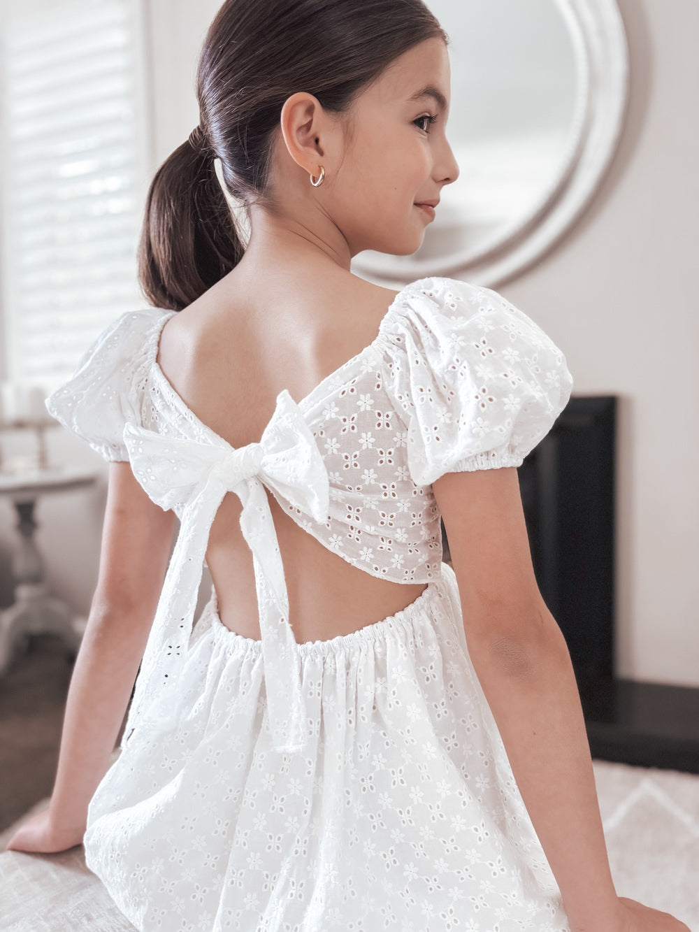 Emma Girls White Broderie Dress