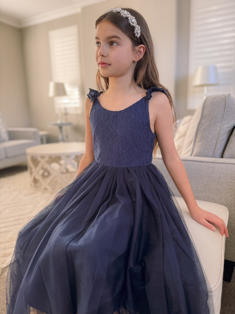 Enchanted Angel Girls Navy Lace Dress - A Little Lacey