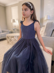 Enchanted Angel Girls Navy Lace Dress - A Little Lacey