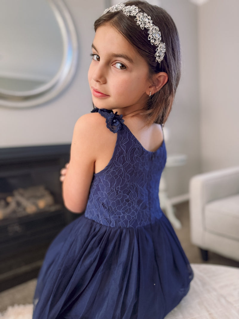 Enchanted Angel Girls Navy Lace Dress - A Little Lacey