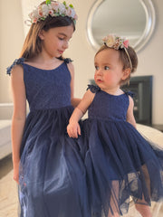 Enchanted Angel Girls Navy Lace Dress - A Little Lacey