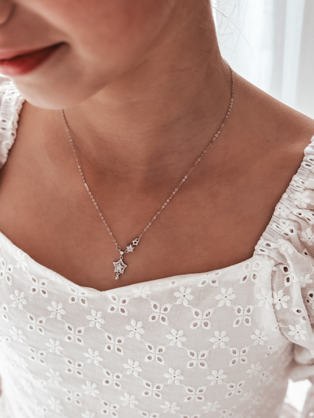 Estelle Girls Silver Necklace - Tween Girls DressesSilver star charm necklace for girls graduation