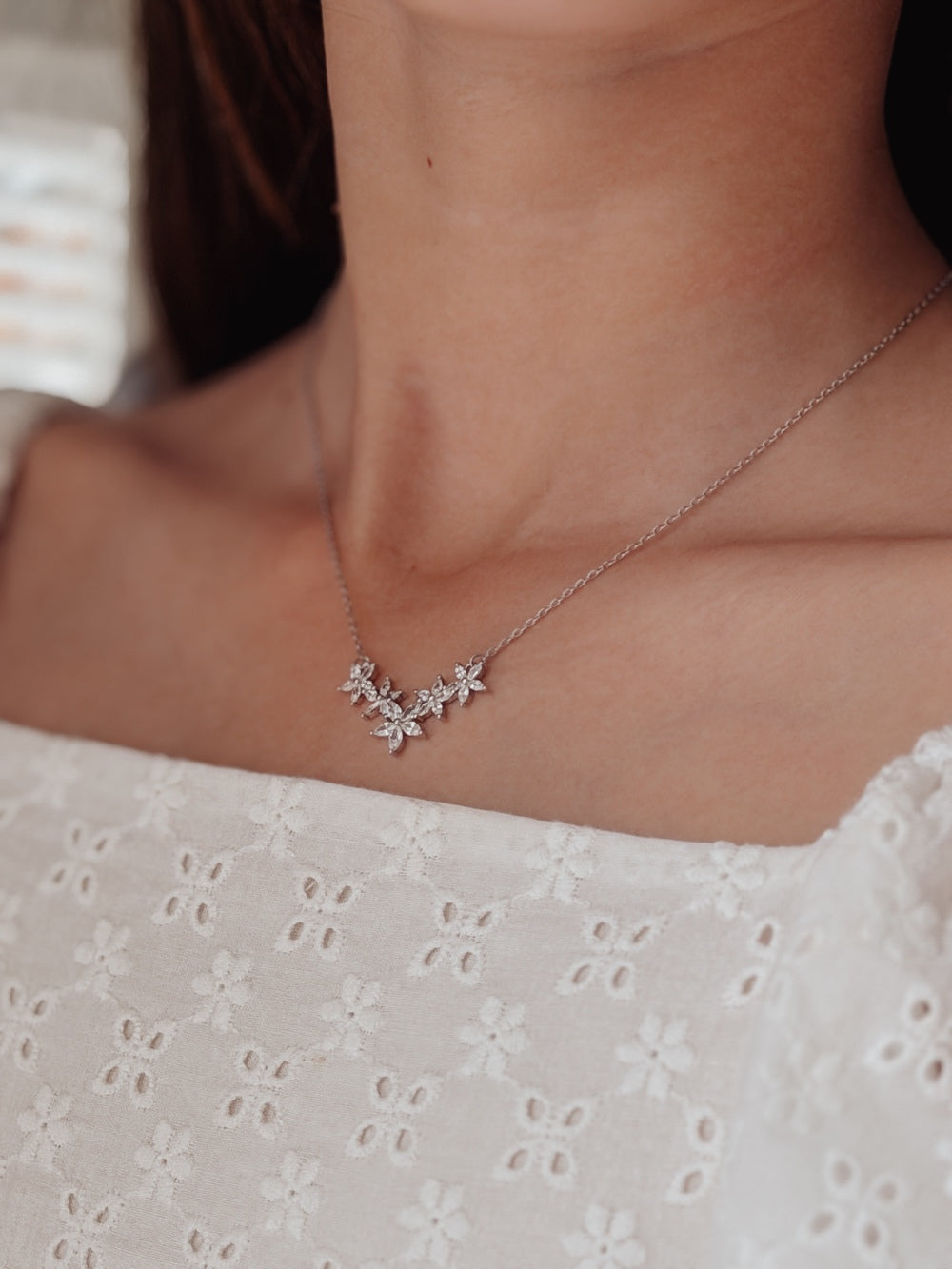 Eternal Bloom Girls Silver Necklace