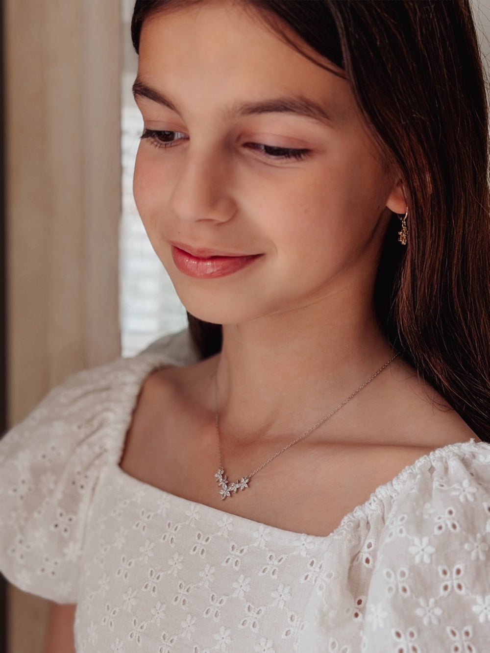 Eternal Bloom Girls Silver Necklace