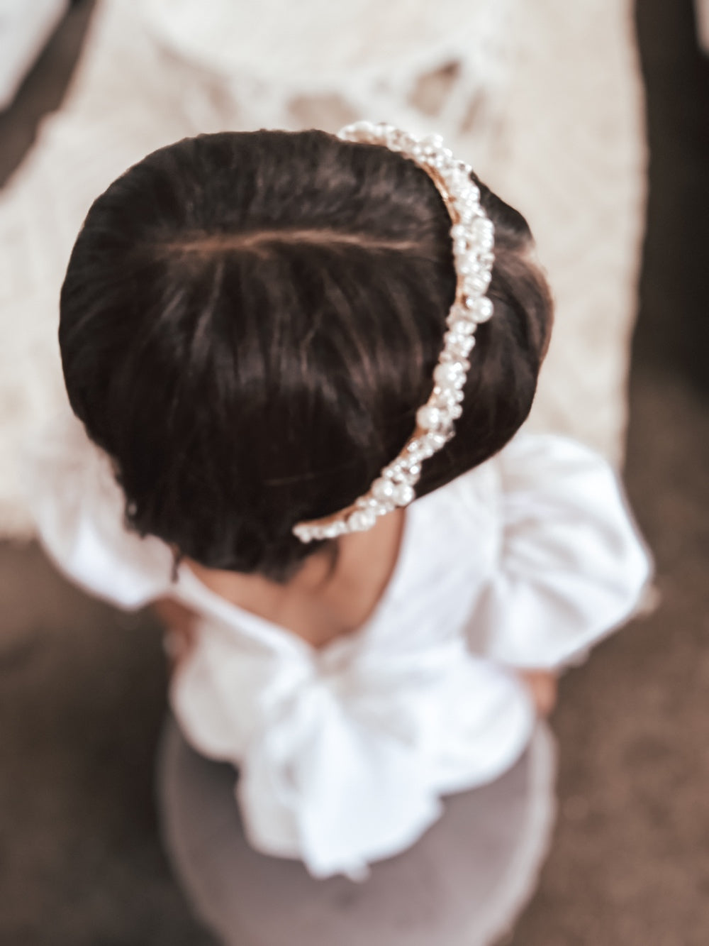 Evelyn Girls Gold Pearl Headband