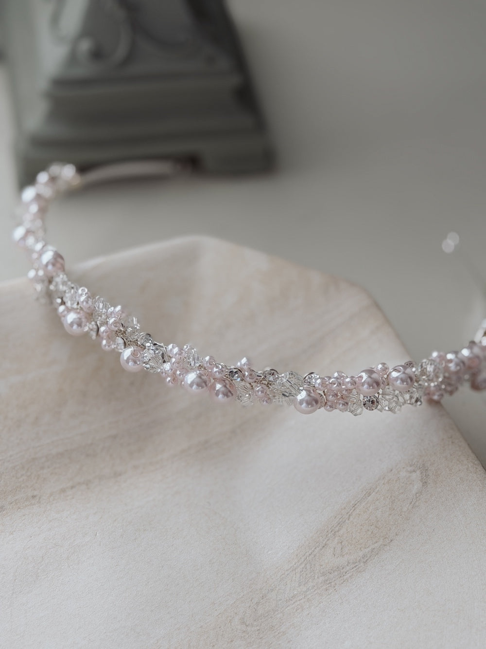 Evelyn Girls Soft Pink Pearl Headband