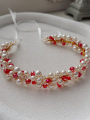 Evelyn Girls Christmas Pearl Headband - A Little Lacey