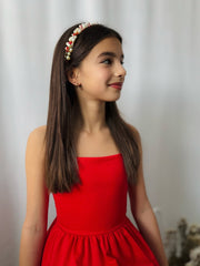 Evelyn Girls Christmas Pearl Headband - A Little Lacey
