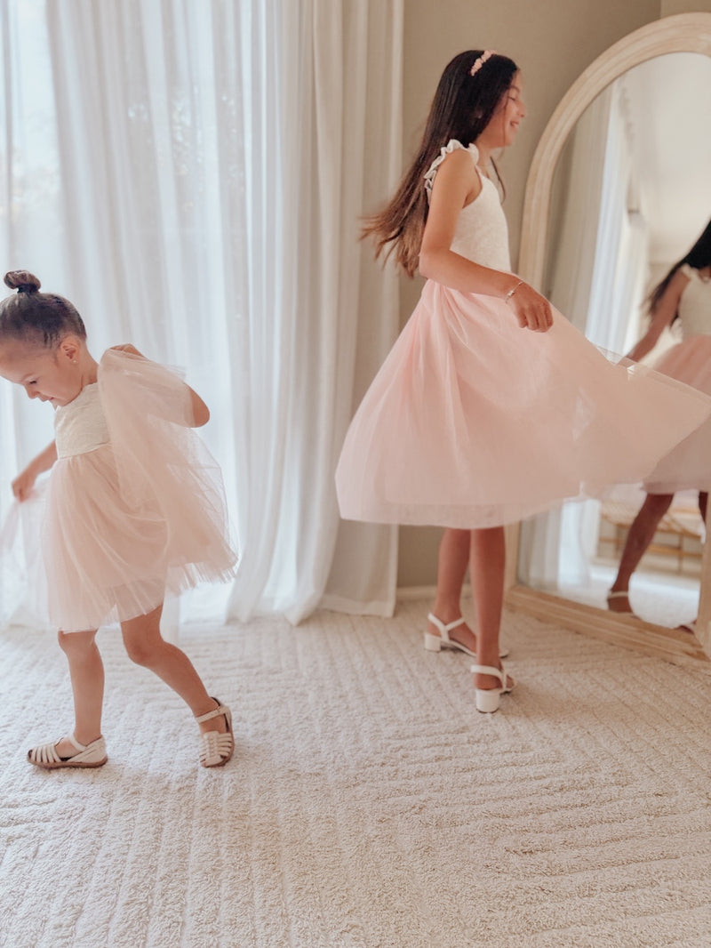 Ella Rose Girls Soft Pink Tie Back Dress - A Little Lacey