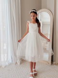 Elegant white lace dress for girls special occasion