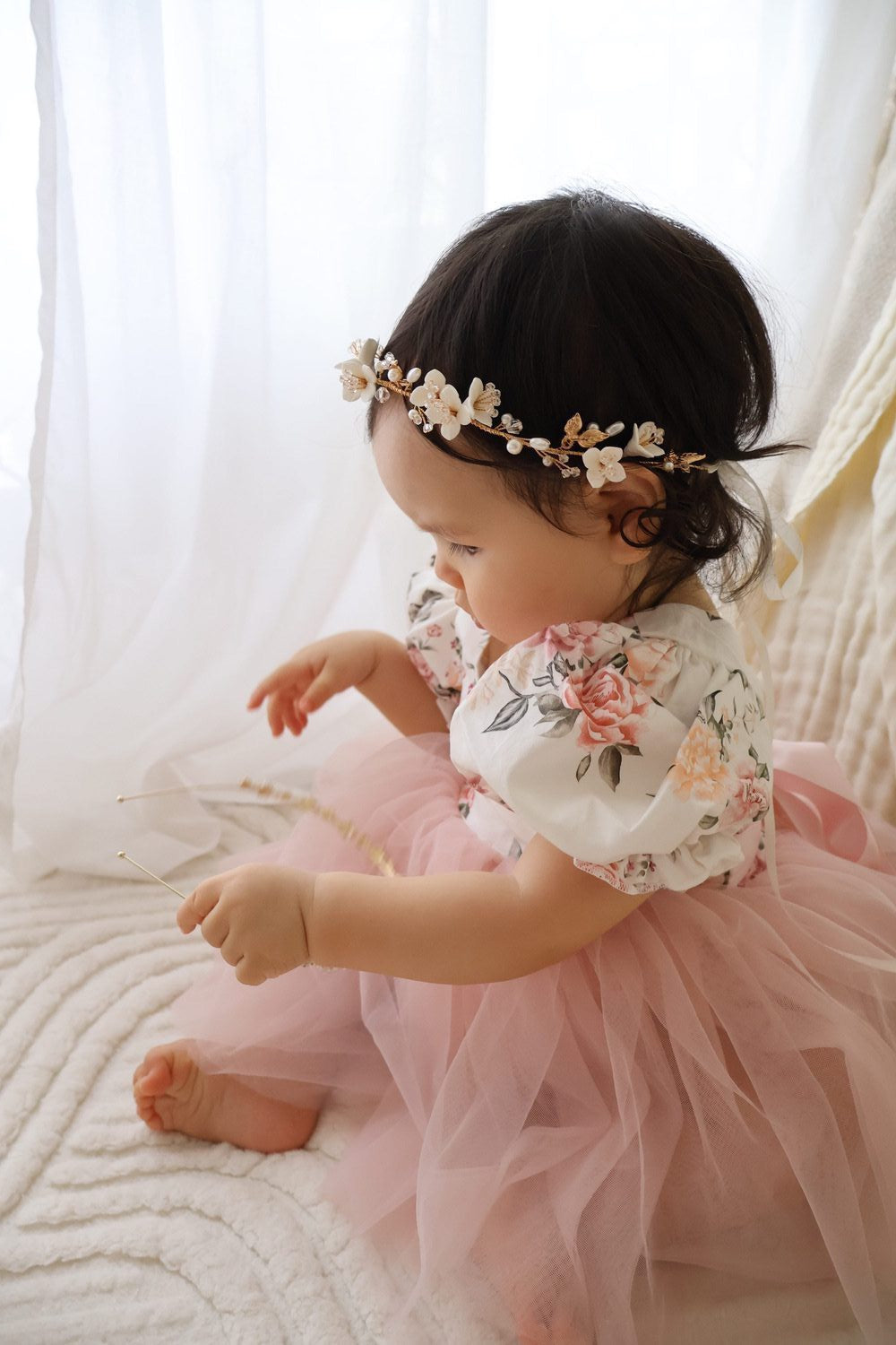 Eloise Tulle Baby Romper - Dusty Pink