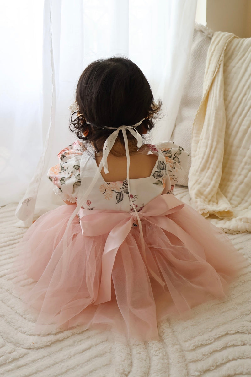 Eloise Tulle Baby Romper - Dusty Pink - A Little Lacey