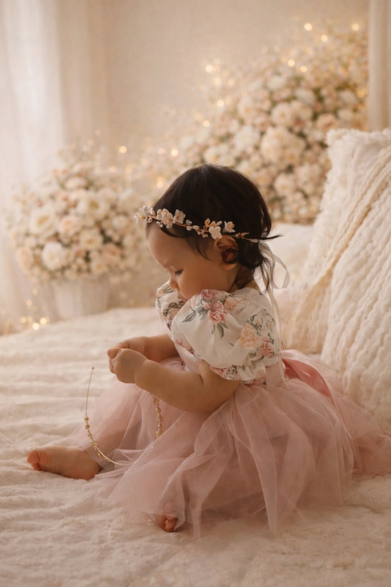 Eloise Tulle Baby Romper - Dusty Pink - A Little Lacey