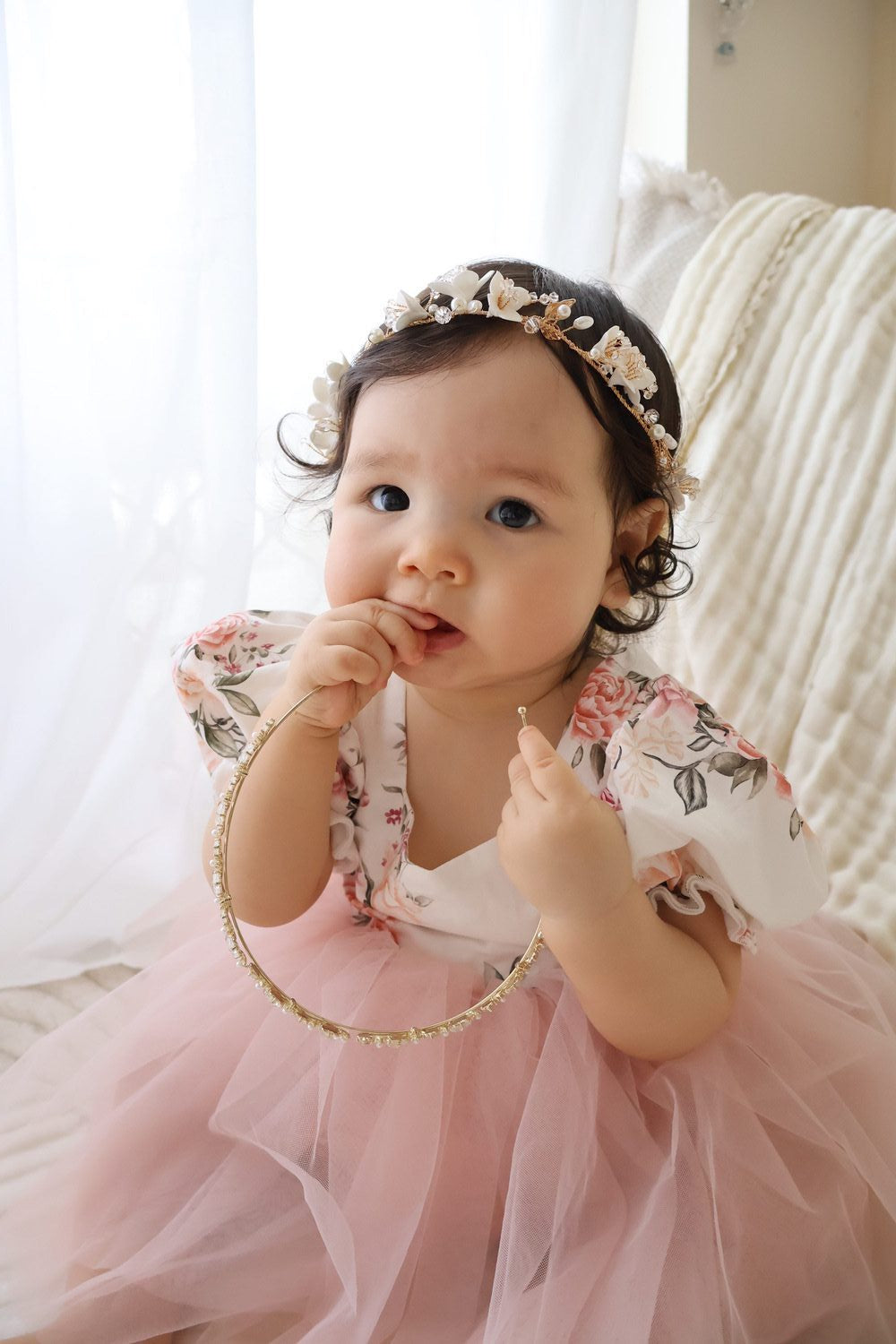 Eloise Tulle Baby Romper - Dusty Pink