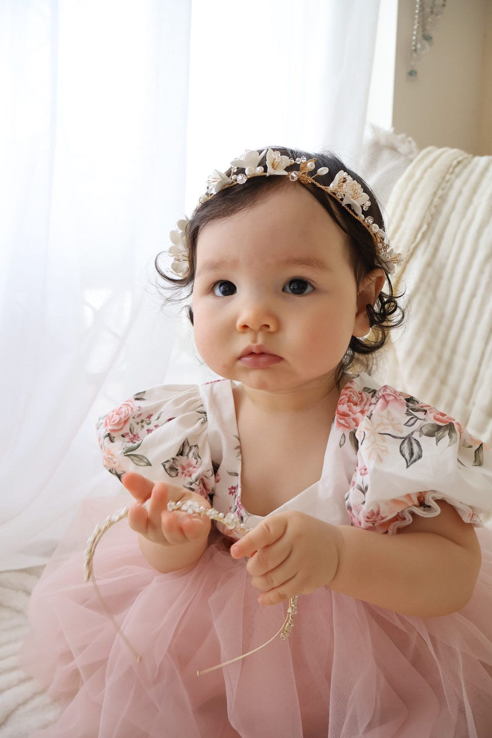 Eloise Tulle Baby Romper - Dusty Pink