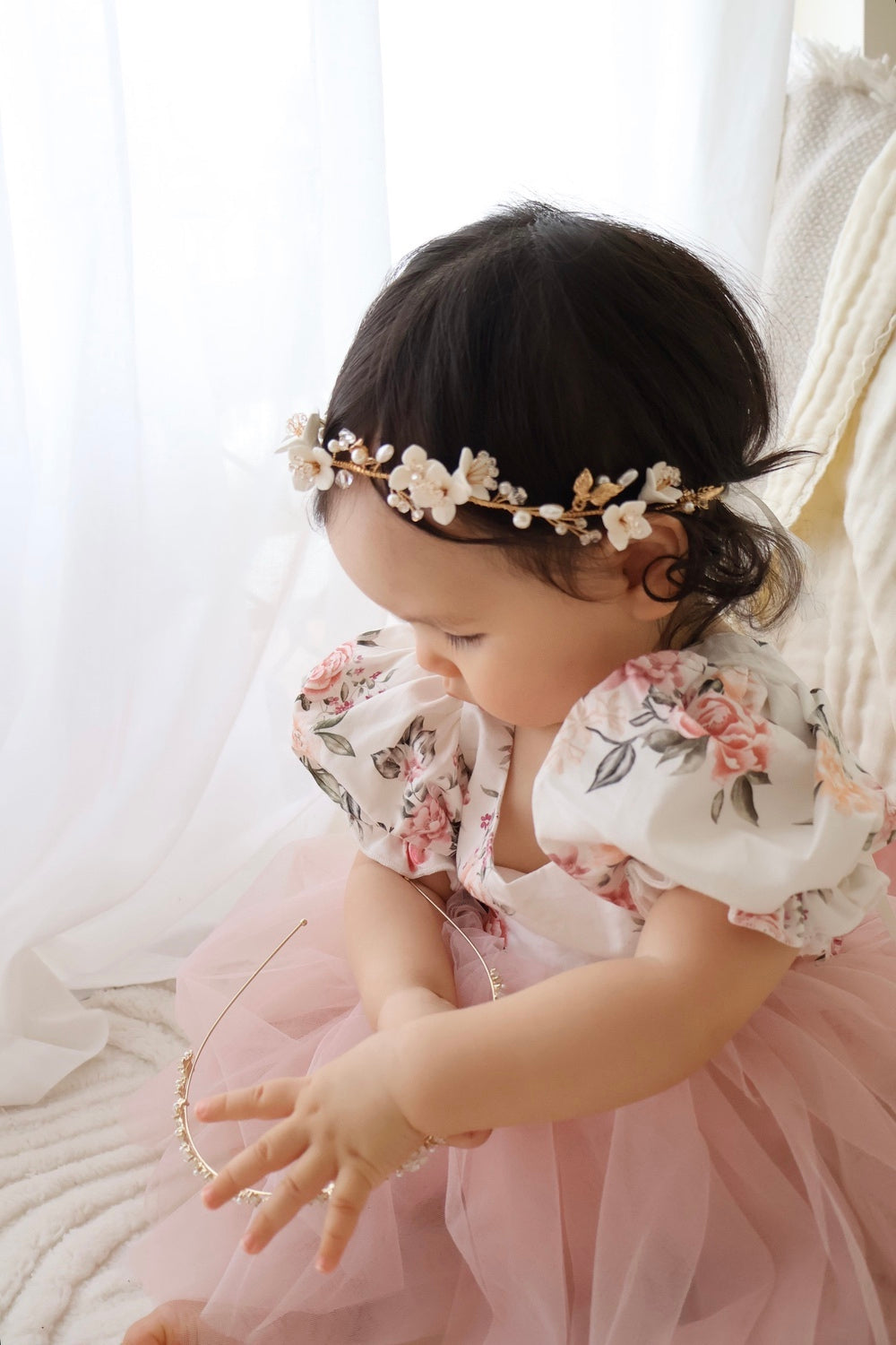 Eloise Tulle Baby Romper - Dusty Pink