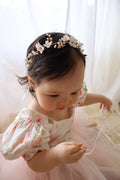 Baby girl floral romper with puff sleeves baby pink