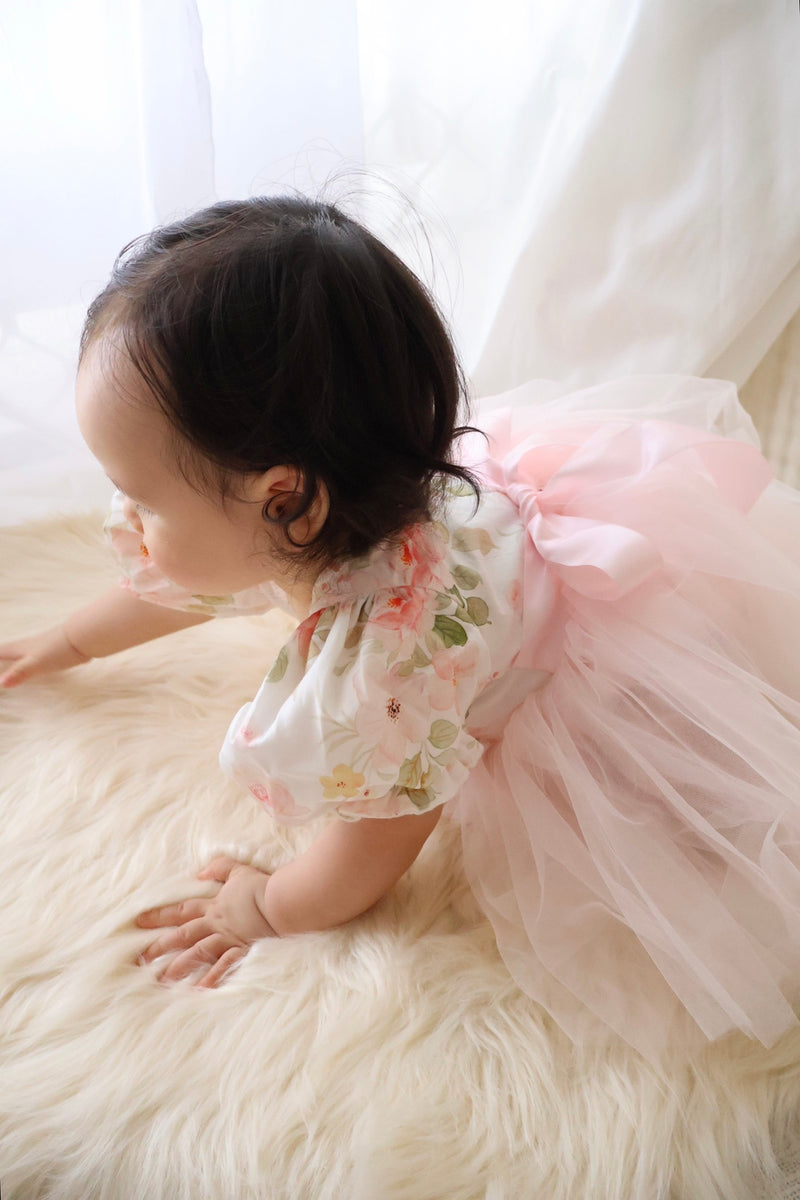 Eloise Tulle Baby Romper - Light Pink - A Little Lacey