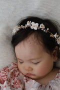 porcelain flower headband close up pearl cluster detail