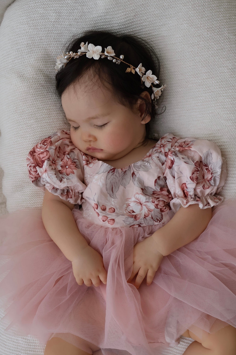 Eloise Tulle Baby Romper in Nectar