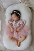 Eloise baby romper with soft tulle skirt