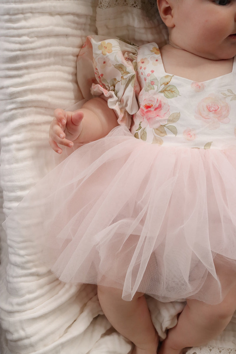 Eloise Tulle Baby Romper - Light Pink - A Little Lacey