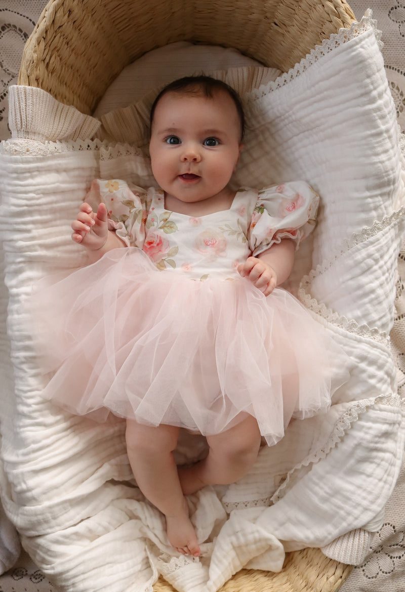 Eloise Tulle Baby Romper - Light Pink - A Little Lacey