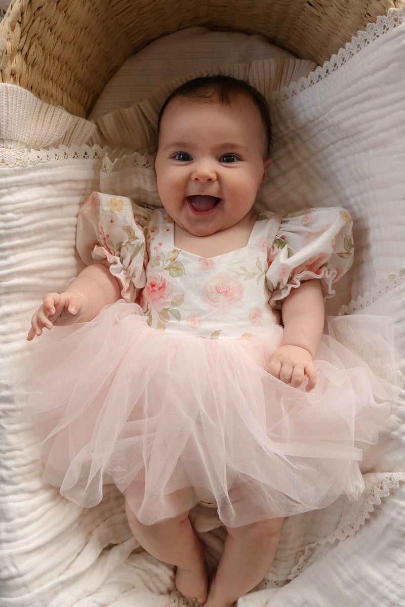 Eloise Tulle Baby Romper - Light Pink - A Little Lacey