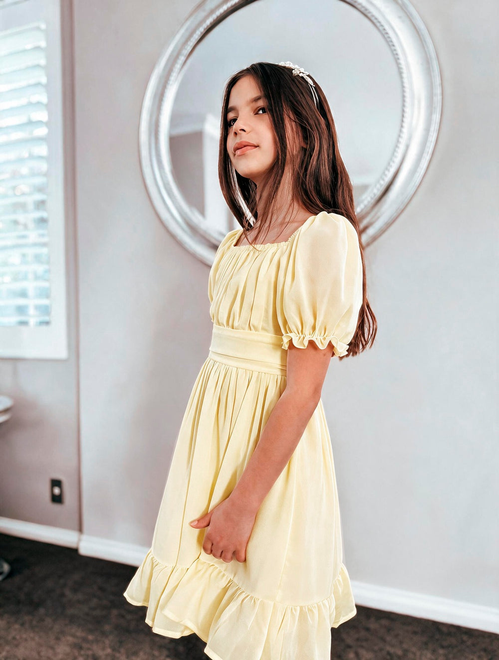 Emilia Girls Lemon Dress