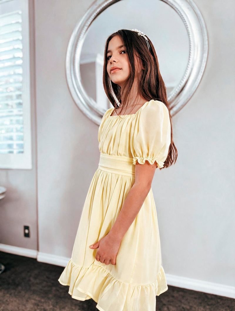 Emilia Girls Lemon Dress - A Little Lacey