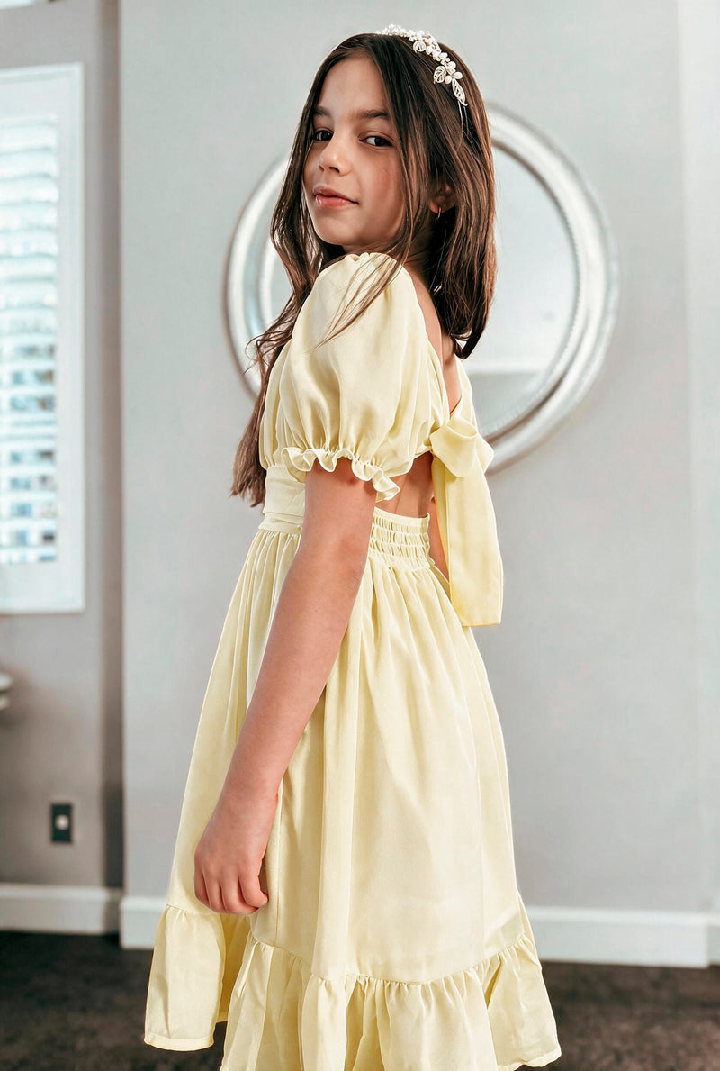 Emilia Girls Lemon Dress - A Little Lacey