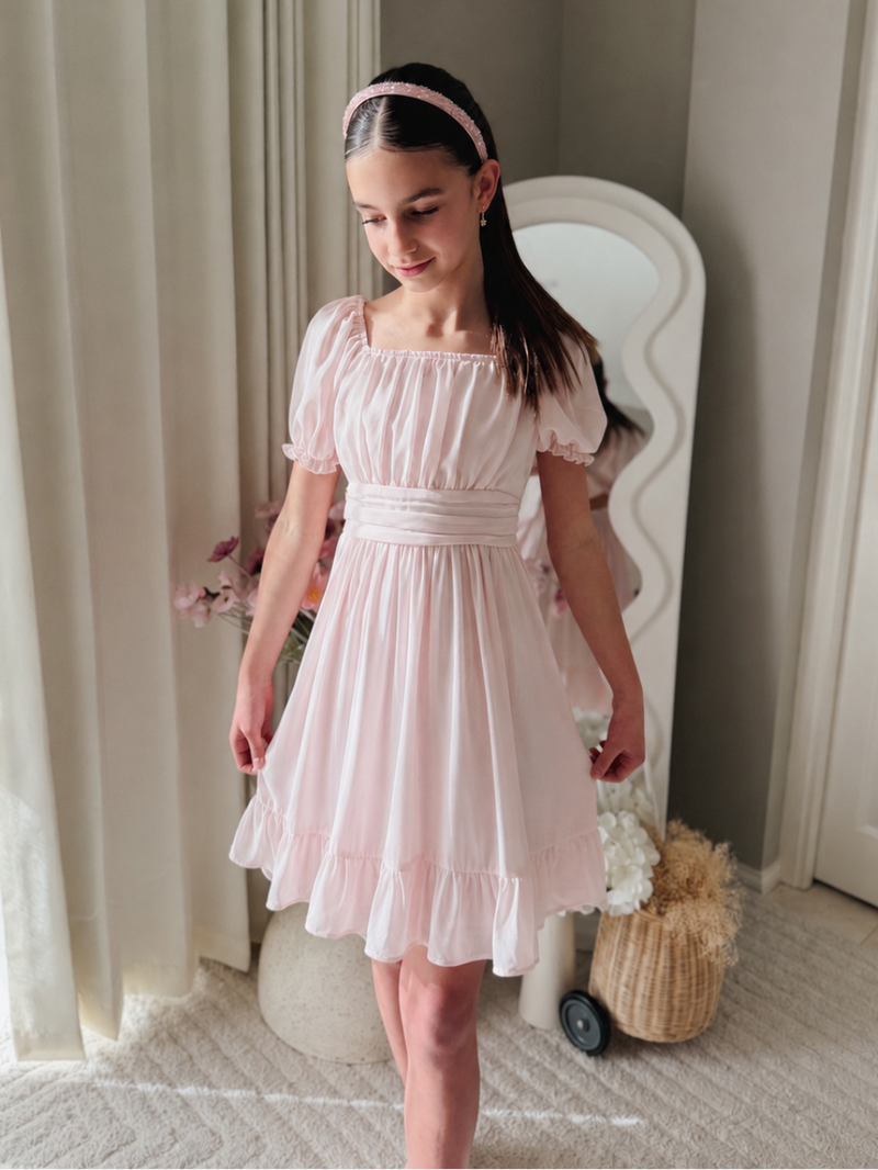 Emilia Girls Pale Pink Dress - A Little Lacey