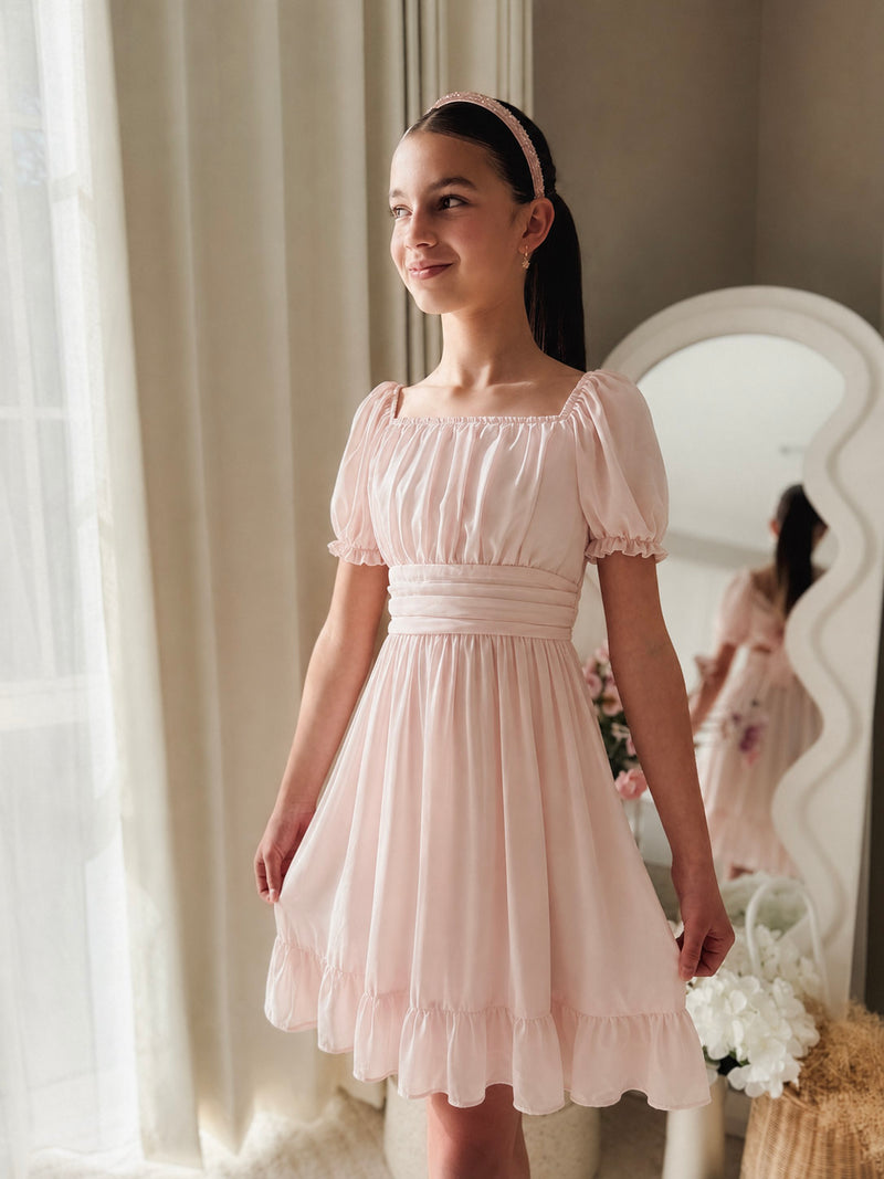 Emilia Girls Pale Pink Dress - A Little Lacey