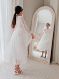 Estelle white lace dress for junior bridesmaid or wedding guest