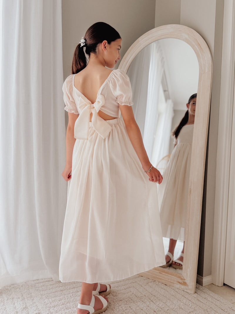 Esther Girls Champagne Dress - A Little Lacey